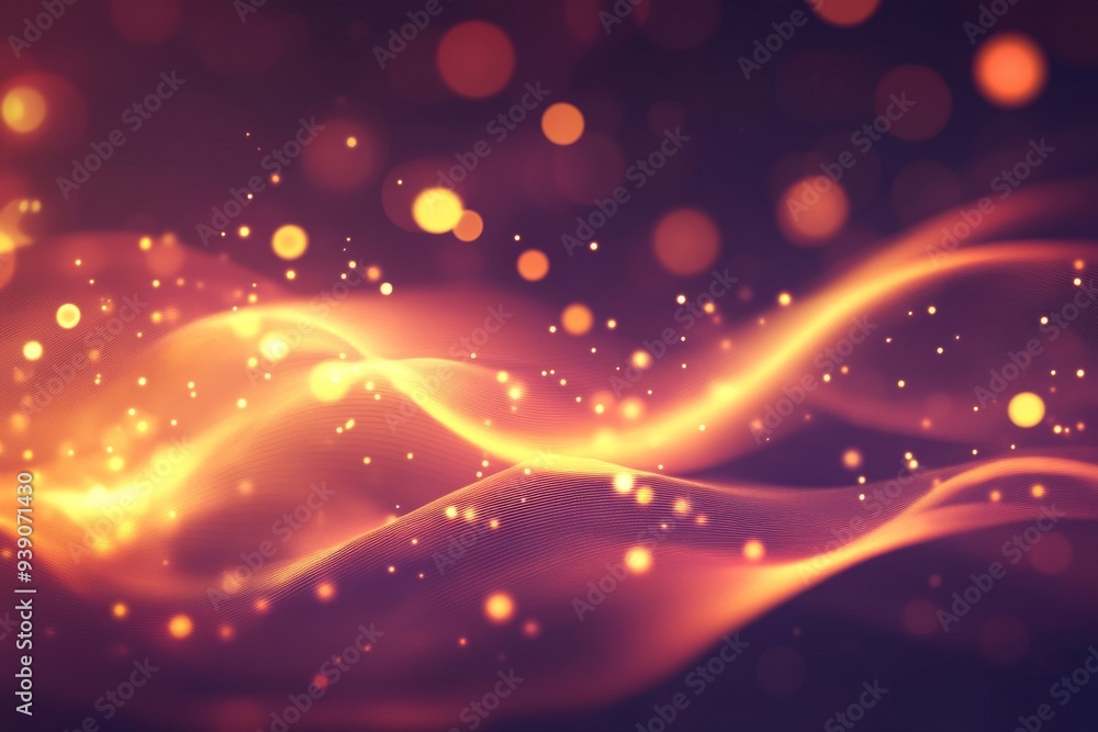Abstract Light Waves and Glowing Bokeh in a Dreamy Landscape Abstract Light Waves and Glowing Bokeh in a Dreamy Landscape