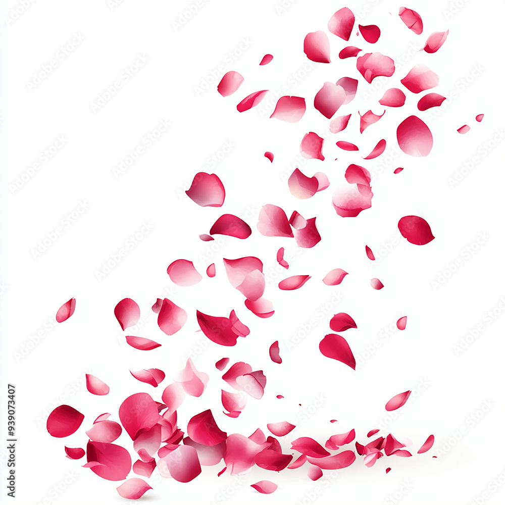 Rose petals randomly scattered on white background Rose petals randomly scattered on white background