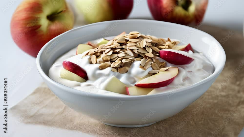Delicious and nutritious breakfast bowl with yogurt fruit and nuts Delicious and nutritious breakfast bowl with yogurt fruit and nuts