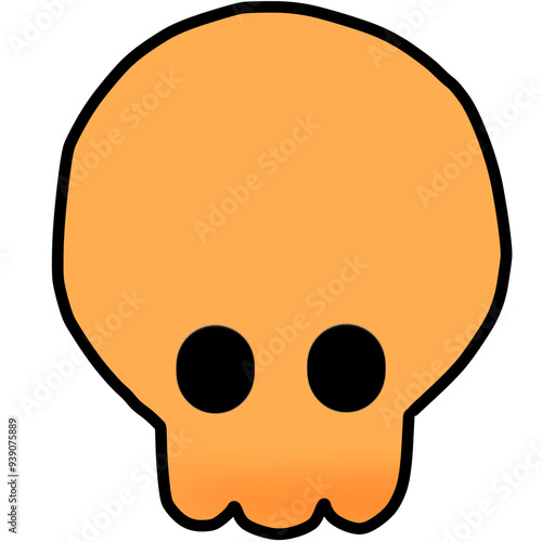 Cute Orange Skull Cartoon