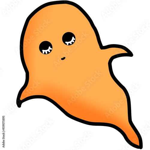 Cute Orange Ghost with Big Eyes