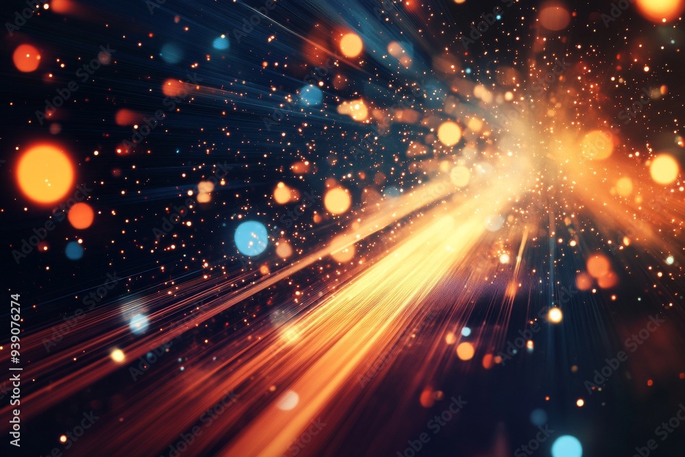 Dynamic Light Streaks and Bokeh, Abstract Night Photography with Warm and Cool Colors Dynamic Light Streaks and Bokeh, Abstract Night Photography with Warm and Cool Colors