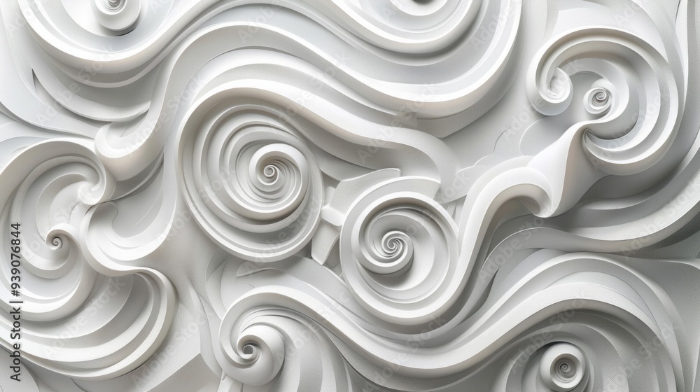 make curly wall patterns using white papers only, AI Generative
