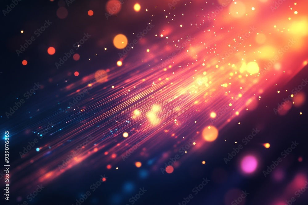 Obraz premium Bright Glittering Lights in Motion Captured Creating Vibrant Colors and Sparkling Nighttime Atmosphere