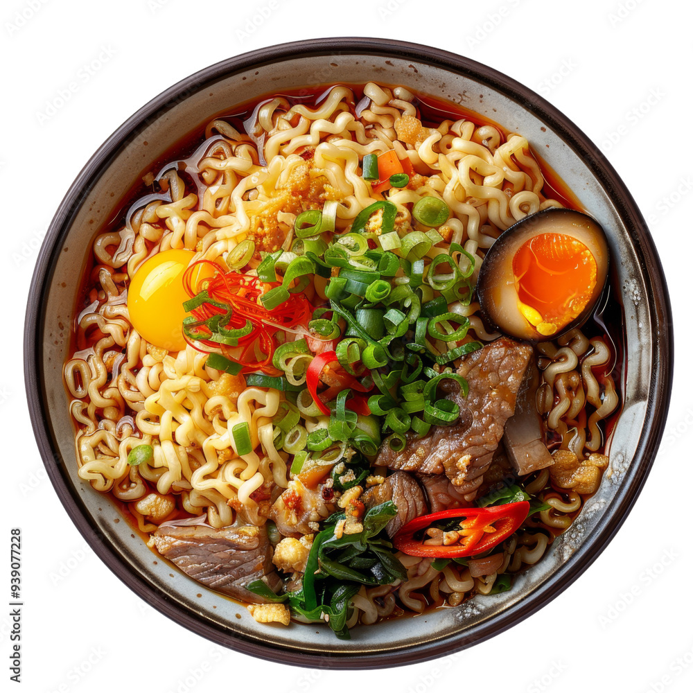 Bowl with Japanese ramen on transparent background. Bowl with Japanese ramen on transparent background.