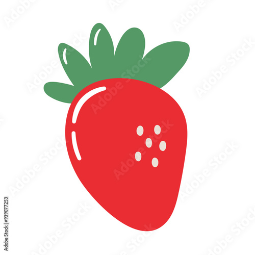 Strawberry fruit. Food print for kids design clothes, linens or curtain. Hand drawn vector sketch. Berry sticker