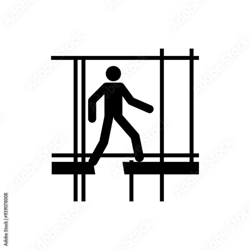 ISO prohibition safety signs_do not use this incomplete scaffold symbol only