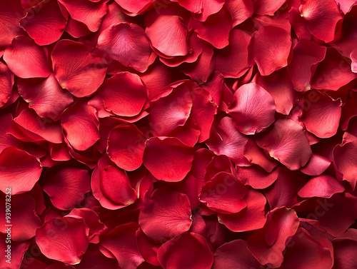 Rose petals randomly scattered on white background