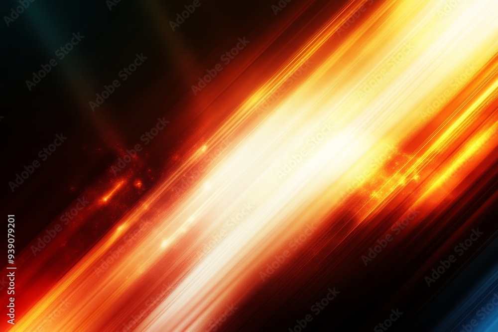 Obraz premium Abstract Light Streaks with Glowing Orange, Yellow Colors Symbolizing Speed and Energy