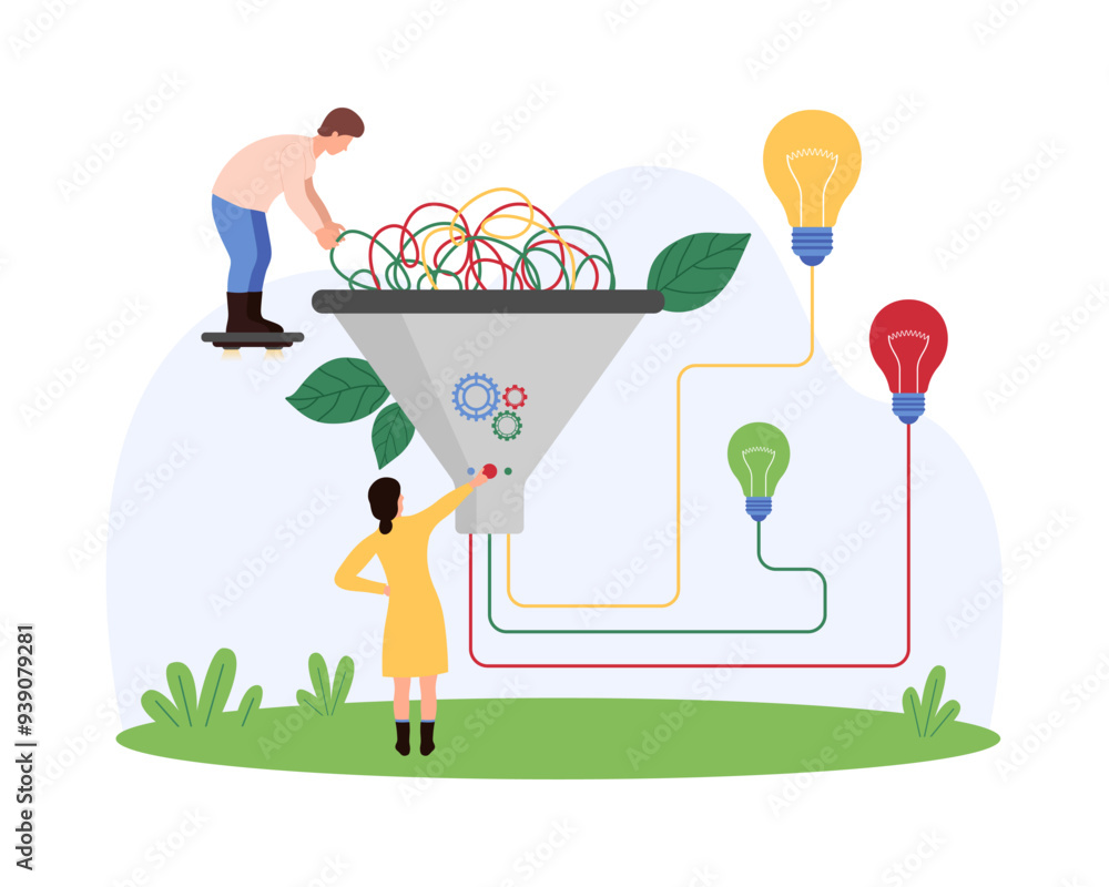Sort And Organization Animation Big data sorting, visual information organization model with filter ...