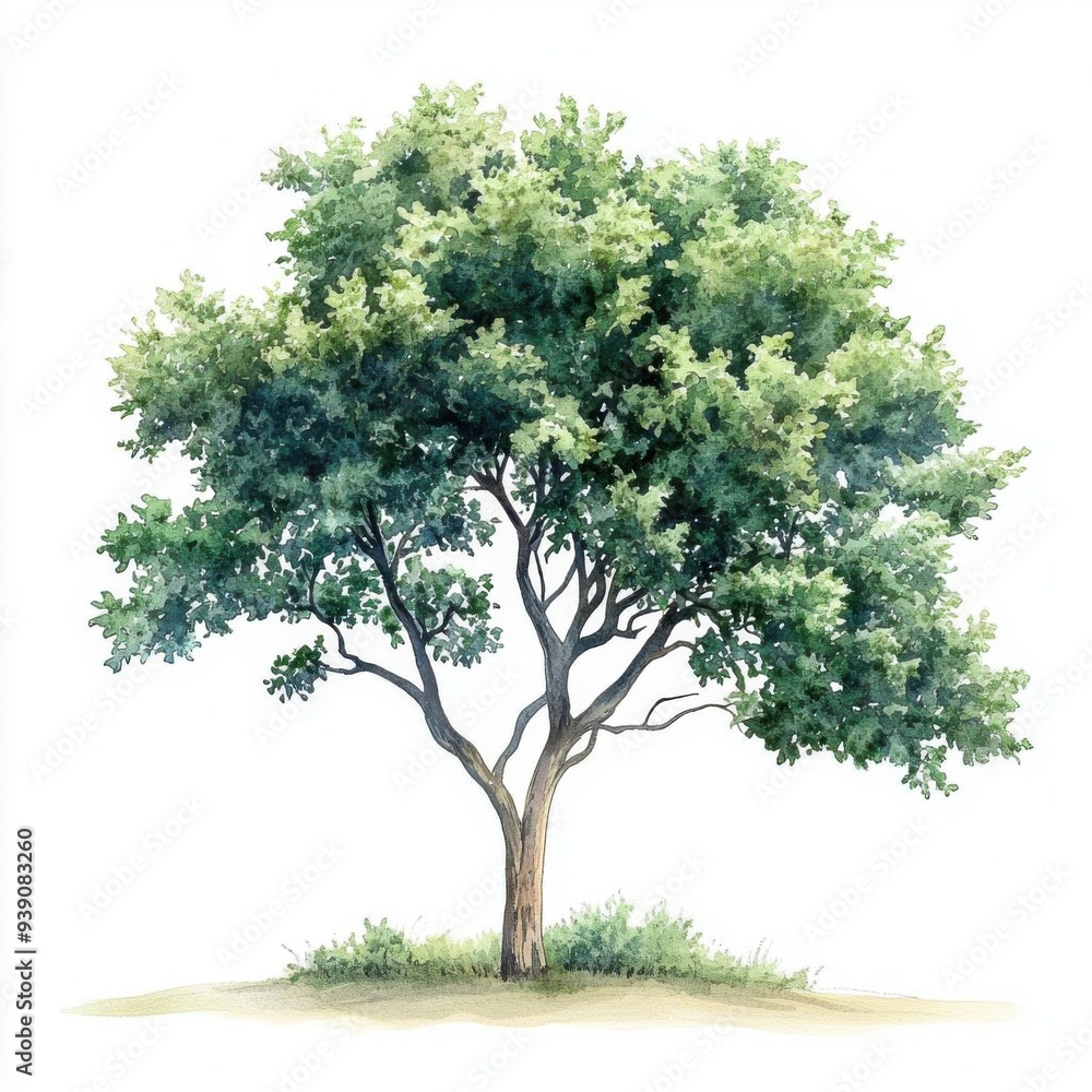 Cork Tree with refined border, rich pigment tones, isolated on white background, watercolor on white background, no blur, photo not dark, everything is clear, copy space Cork Tree with refined border, rich pigment tones, isolated on white background, watercolor on white background, no blur, photo not dark, everything is clear, copy space
