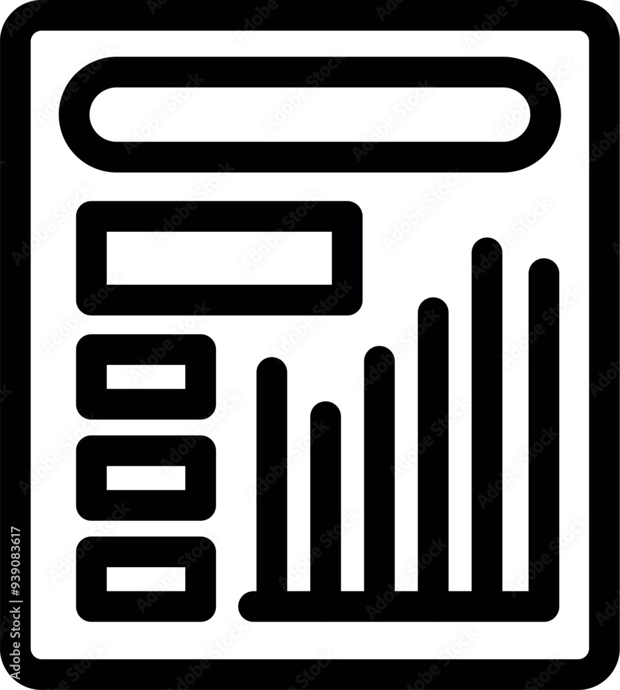 Bold icon of business report showing growing statistics with a bar graph Bold icon of business report showing growing statistics with a bar graph