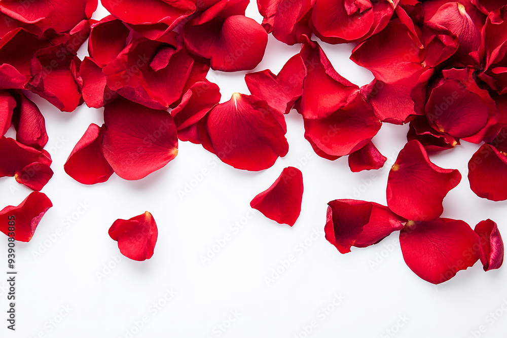 Rose petals randomly scattered on white background Rose petals randomly scattered on white background