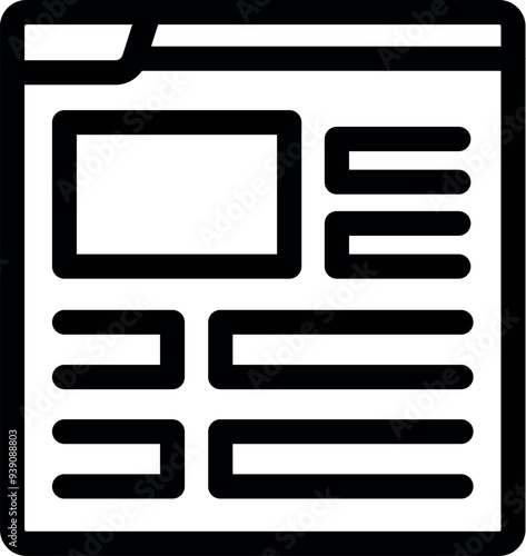 Simple icon of a web page being designed with content blocks