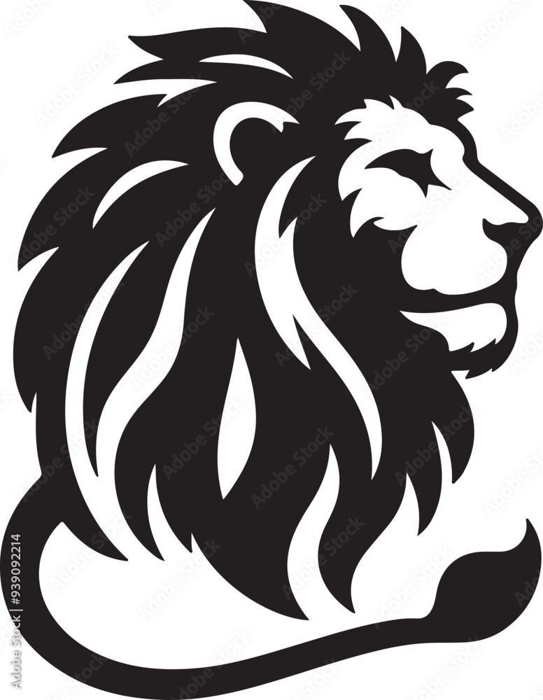 Fototapeta premium Lion silhouette vector style with White Background