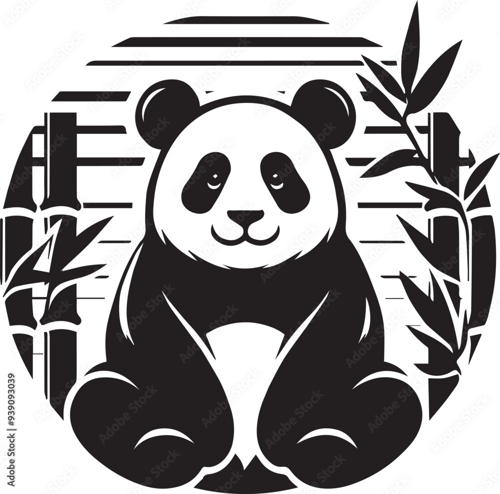 Panda silhouette vector style with White Background Panda silhouette vector style with White Background