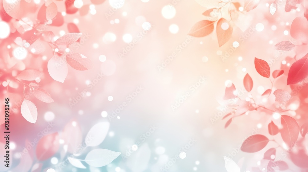 Soft pastel background with bokeh effects and abstract leaves in red, pink, and white, perfect for seasonal or festive designs. Soft pastel background with bokeh effects and abstract leaves in red, pink, and white, perfect for seasonal or festive designs.