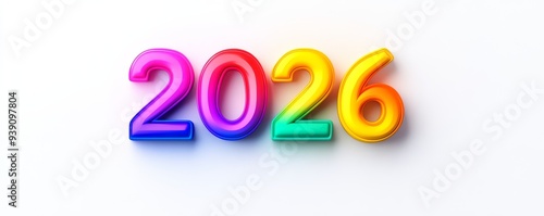 Colorful 3D Text for New Year 2026