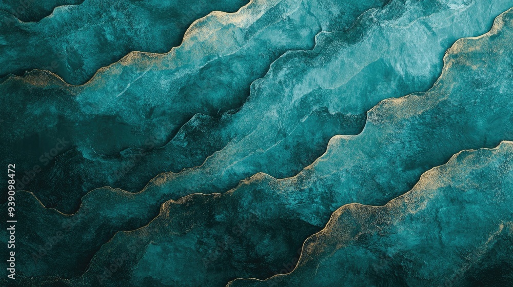 Petrol teal and jade waves on a dark cyan sea blue backdrop, with an ombre gradient and rough grungy texture, metallic matte shimmer template design Petrol teal and jade waves on a dark cyan sea blue backdrop, with an ombre gradient and rough grungy texture, metallic matte shimmer template design