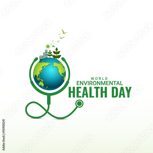 World Environmental Health Day creative green natural ecological eco-friendly concept idea design background social media banner poster web, World Health Day. Global Health Awareness Concept.