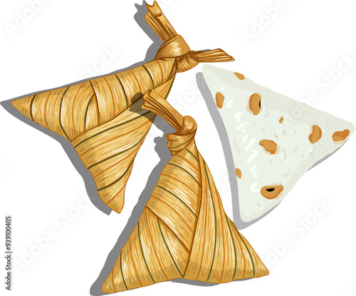 Ketupat Palas Kacang Soya Digital Illustration Vector Clipart