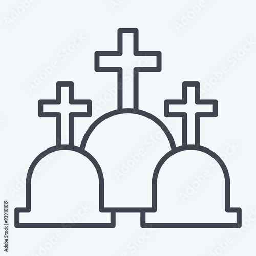 Icon Cemetery. related to Seath symbol. line style. simple illustration