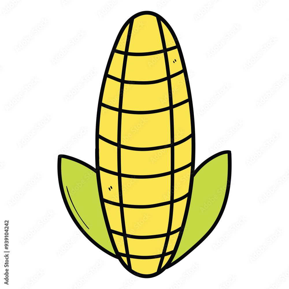 Hand drawn cartoon corn on white background. Hand drawn cartoon corn on white background.