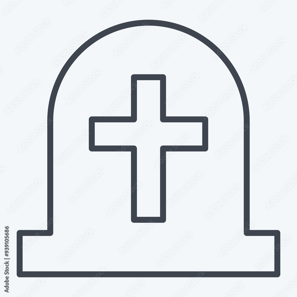 Icon Tombstone. related to Seath symbol. line style. simple illustration Icon Tombstone. related to Seath symbol. line style. simple illustration