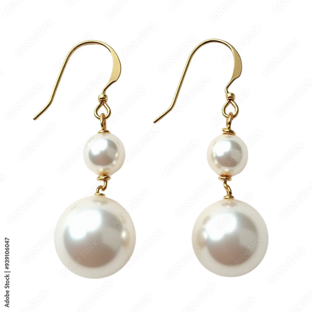 Beautiful Pearl Earrings dangling on Isolated transparent background png. generated with AI Beautiful Pearl Earrings dangling on Isolated transparent background png. generated with AI
