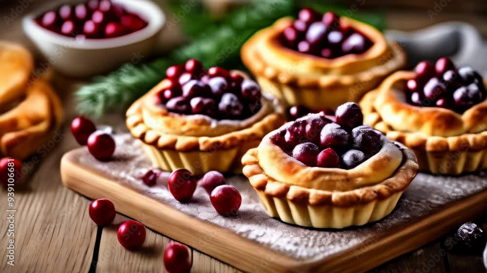Deliciously baked pastries with fresh berries ready to be savored Deliciously baked pastries with fresh berries ready to be savored