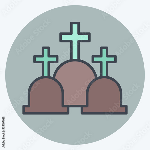Icon Cemetery. related to Seath symbol. color mate style. simple illustration