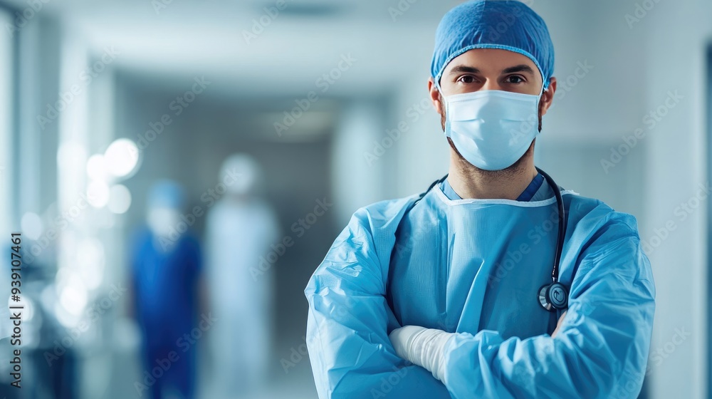 Surgeon preparing for surgery, symbolizing healthcare readiness Surgeon preparing for surgery, symbolizing healthcare readiness