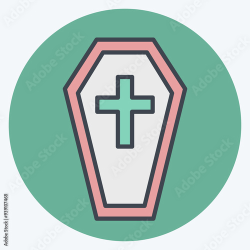 Icon Coffin. related to Seath symbol. color mate style. simple illustration