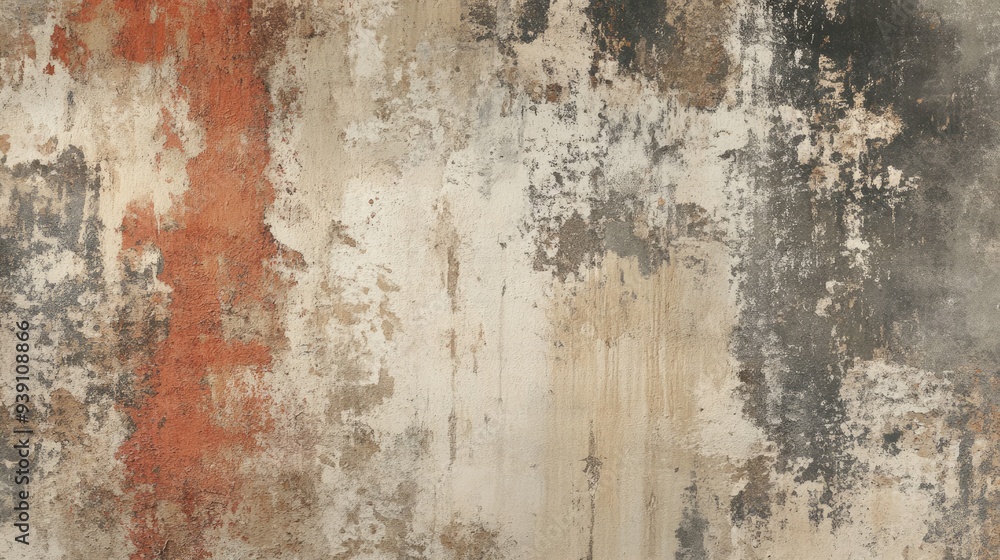 Obraz premium Textured wallpaper with a rustic, distressed look, featuring earthy tones and organic patterns for a cozy, natural vibe.
