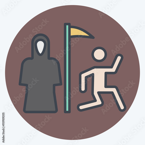 Icon Grim Reaper. related to Seath symbol. color mate style. simple illustration