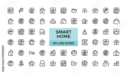 Smart home Line icon set. Pixel perfect, ui editable Icons bundle.