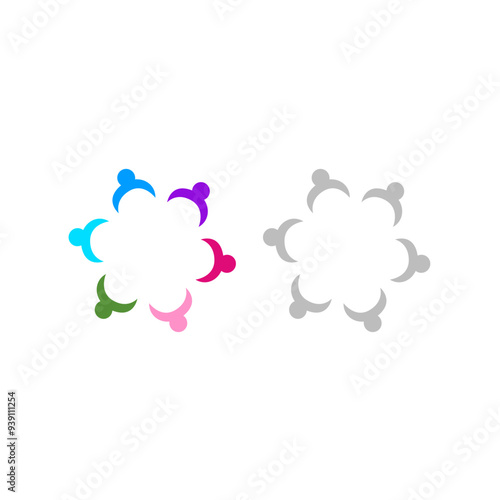 COLORFUL PEOPLE TOGETHER TEAM TEAMWORK UNION VECTOR ISOLATED ON WHITE