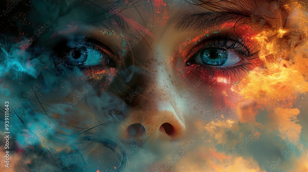 Abstract Eyes: A Dreamy Journey Through Fire and Smoke Abstract Eyes: A Dreamy Journey Through Fire and Smoke