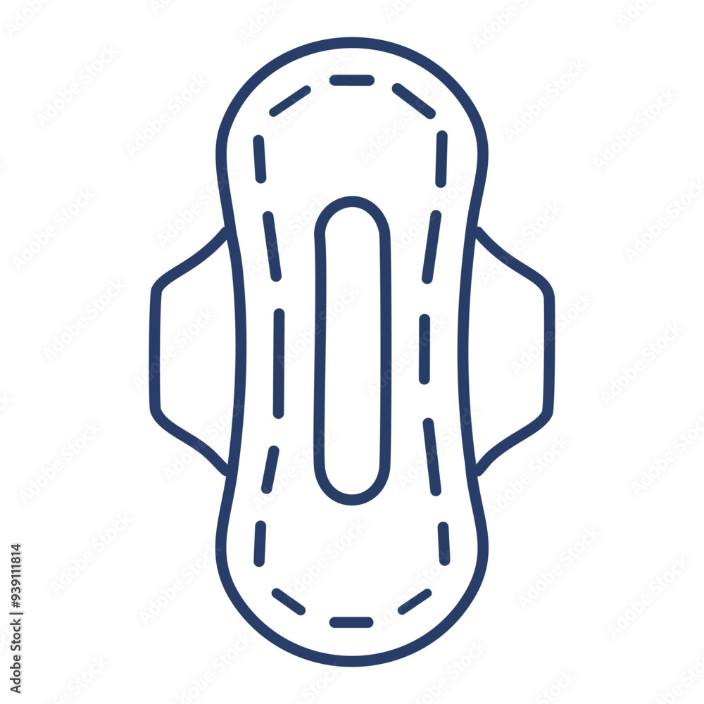 Sanitary pad outline icon. Simple line drawing of a feminine hygiene product. This illustration can be used in various contexts, including medical, healthcare, and beauty. Sanitary pad outline icon. Simple line drawing of a feminine hygiene product. This illustration can be used in various contexts, including medical, healthcare, and beauty.