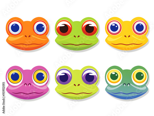 Frog head kawaii stickers with vibrant color