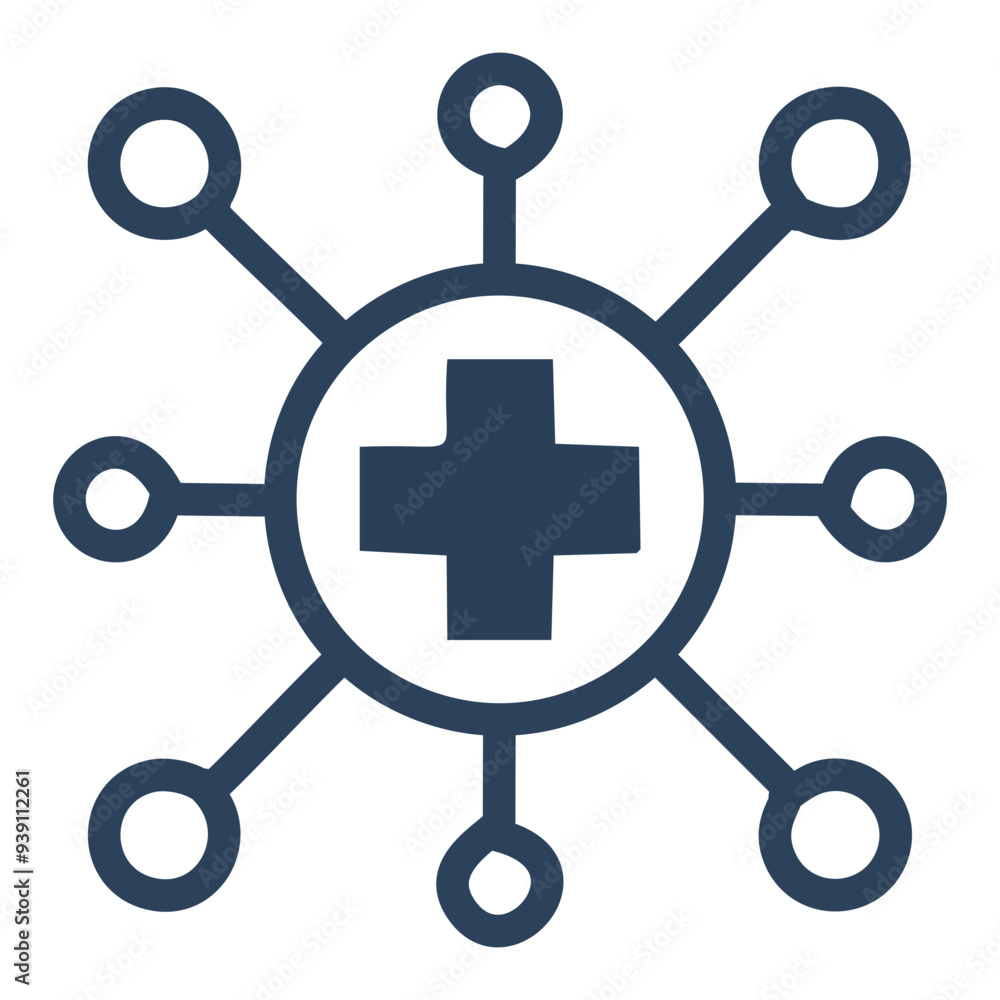 Obraz premium Medical network icon. Simple icon of a medical network, depicting connectivity and collaboration within healthcare.