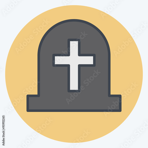 Icon Tombstone. related to Seath symbol. color mate style. simple illustration