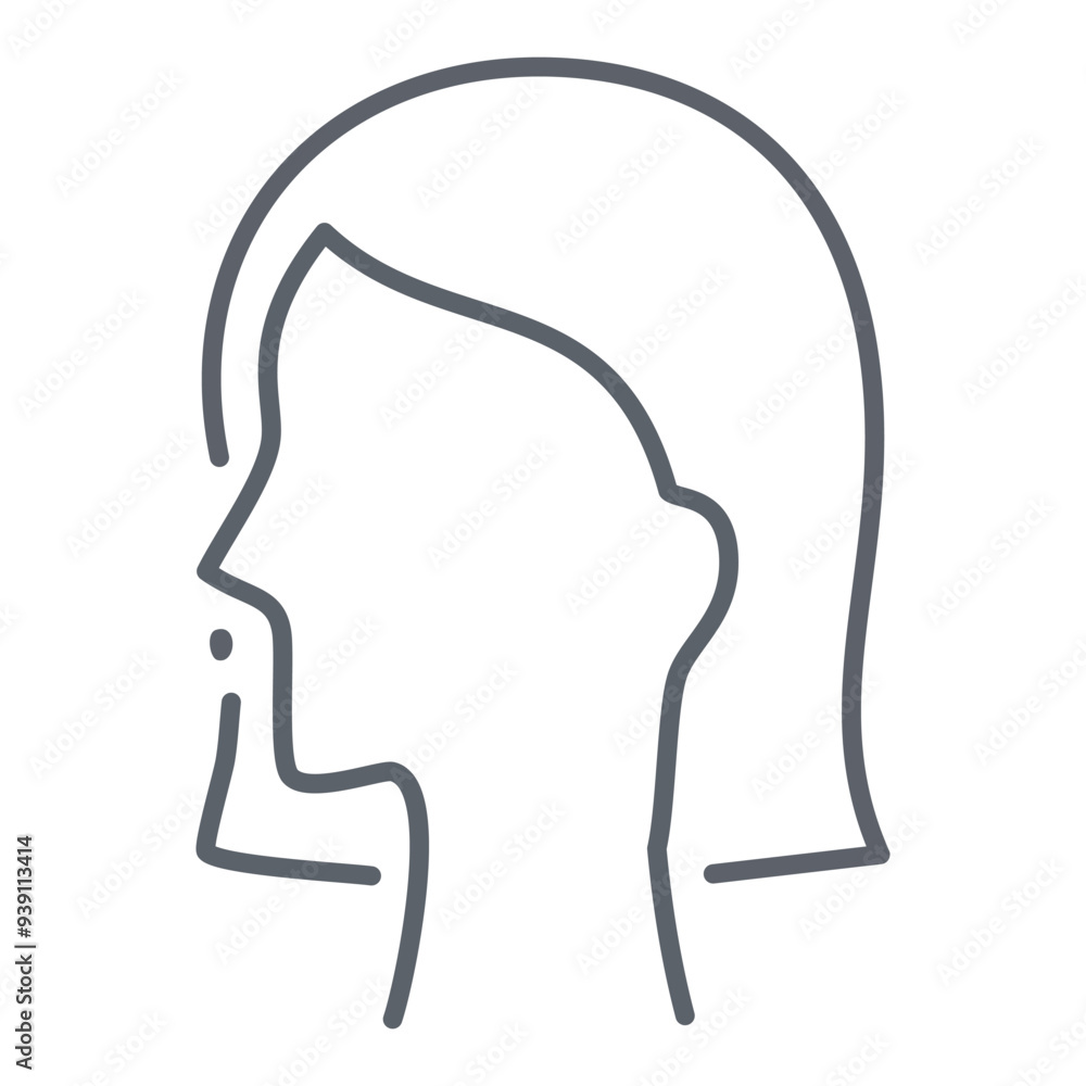 Woman profile outline icon. Simple line drawing of a female profile, featuring a clean, modern design. Perfect for use in branding, websites, and app designs. Woman profile outline icon. Simple line drawing of a female profile, featuring a clean, modern design. Perfect for use in branding, websites, and app designs.