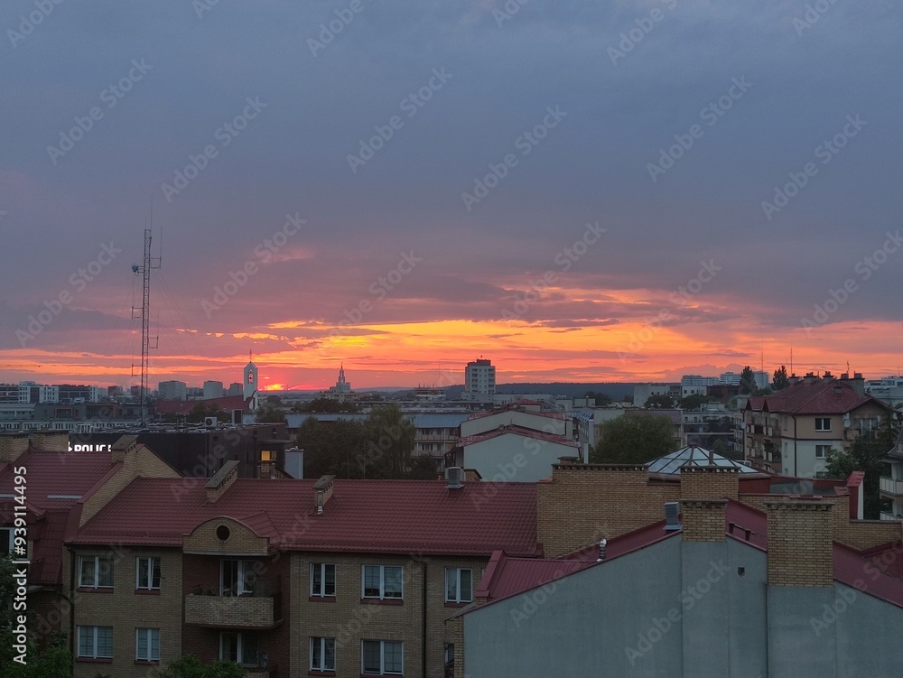 Sunset over the city in summer. Bialystok, Poland Sunset over the city in summer. Bialystok, Poland