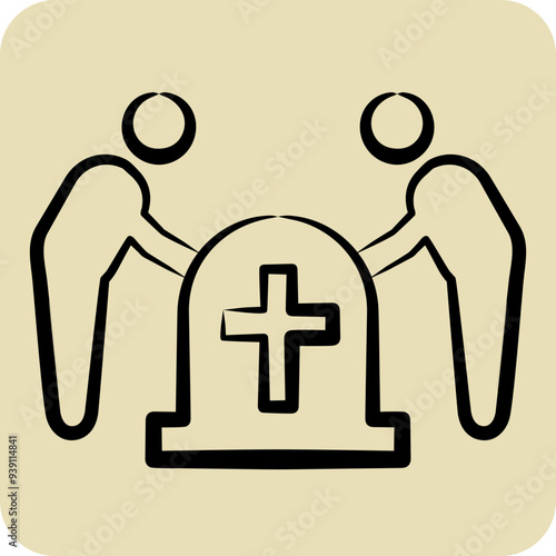 Icon Funeral. related to Seath symbol. hand drawn style. simple illustration