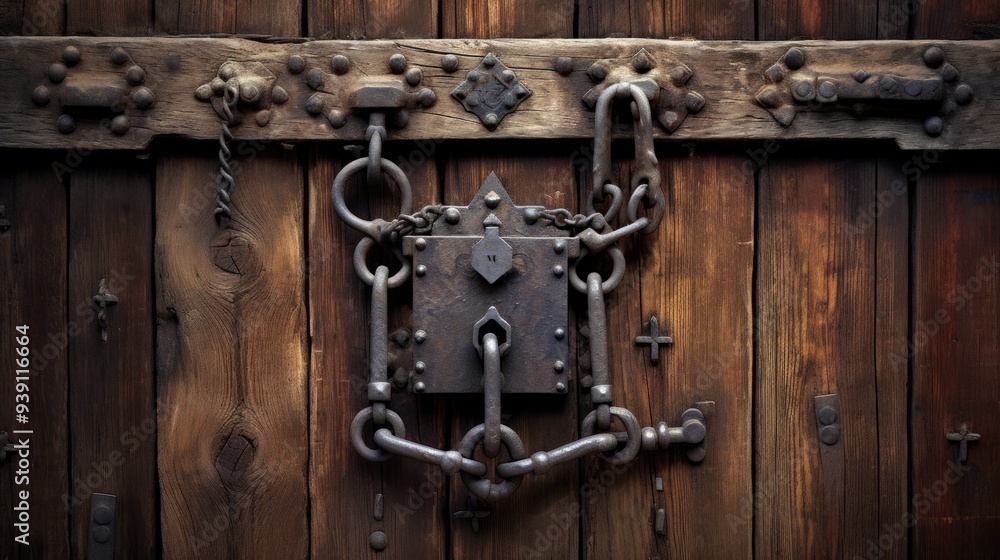 Antique door lock from the side. Architectural details from ancient places. Neural network ai generated art Antique door lock from the side. Architectural details from ancient places. Neural network ai generated art