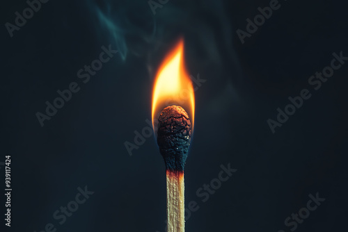 A burning matchstick symbolizing patience, depicted with a glowing flame and a wooden stem