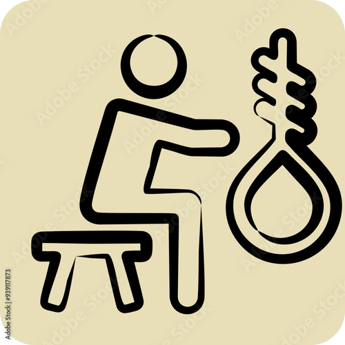 Icon Suicide. related to Seath symbol. hand drawn style. simple illustration