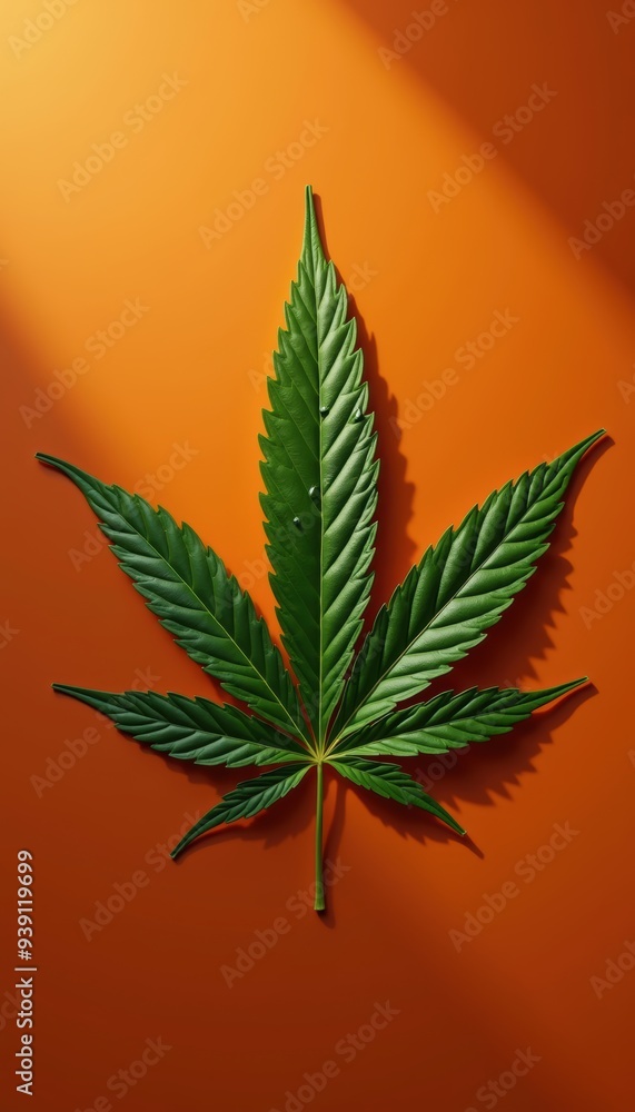 A vibrant green cannabis leaf against an orange background, symbolizing the cannabis industry and its various applications in wellness and recreation. A vibrant green cannabis leaf against an orange background, symbolizing the cannabis industry and its various applications in wellness and recreation.