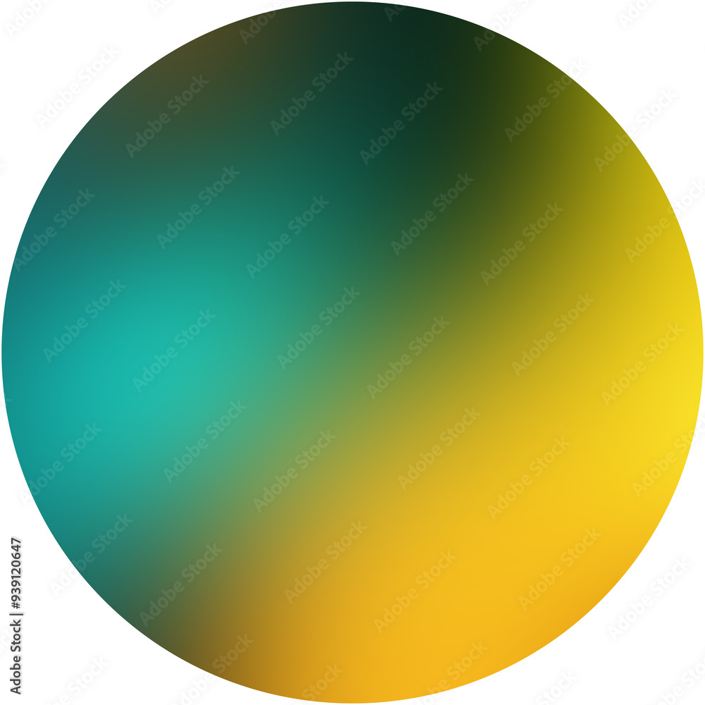 Abstract grainy gradient circle blending teal and yellow hues on a transparent background Abstract grainy gradient circle blending teal and yellow hues on a transparent background